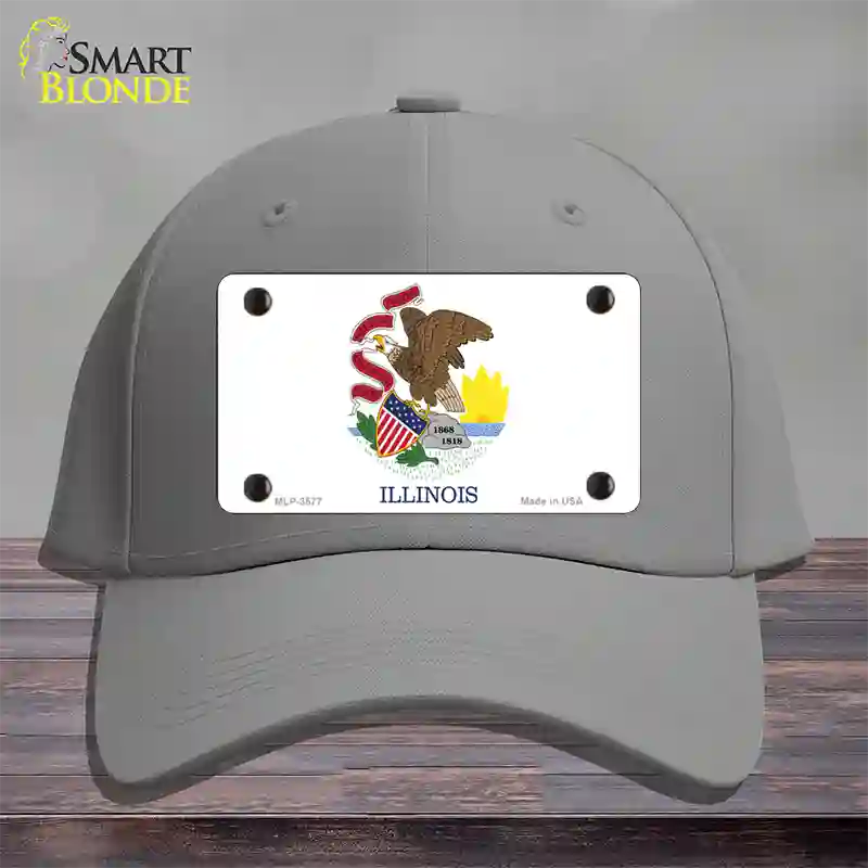 Illinois State Flag Novelty License Plate Hat Cotton / Gray