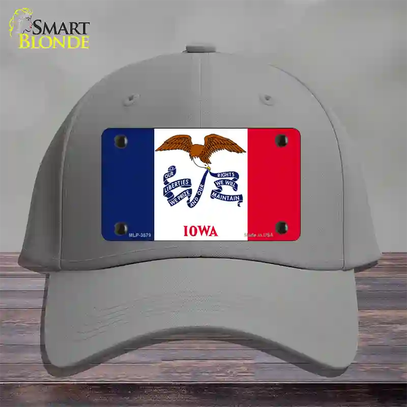 Iowa State Flag Novelty License Plate Hat Cotton / Gray