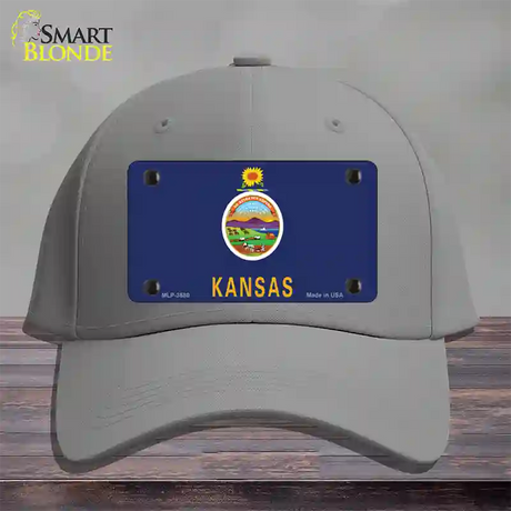 Kansas State Flag Novelty License Plate Hat Cotton / Gray