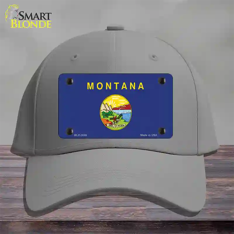 Montana State Flag Novelty License Plate Hat Cotton / Gray