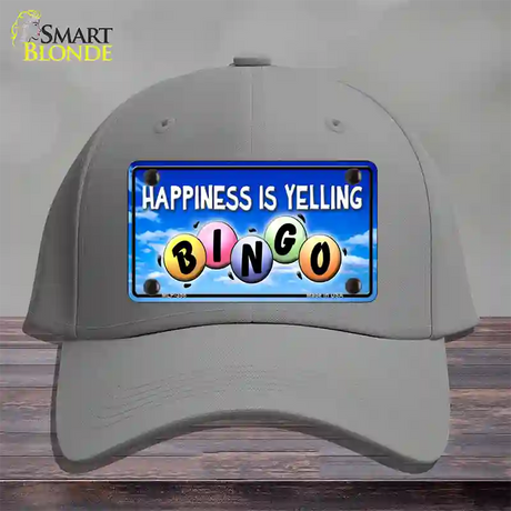 Happiness Is Yelling Bingo Novelty License Plate Hat Cotton / Gray