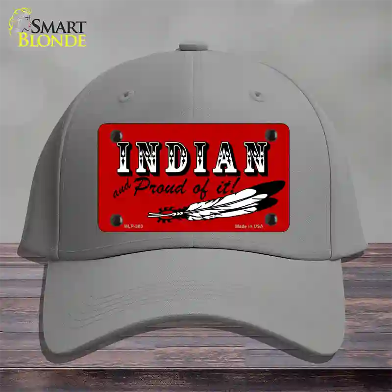 Indian And Proud Novelty License Plate Hat Cotton / Gray