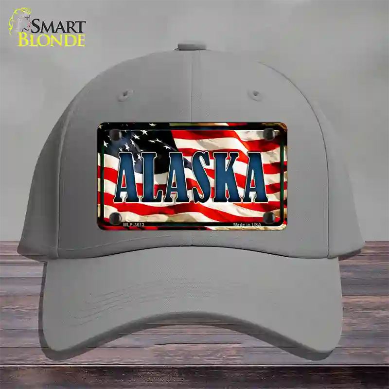 Alaska USA Novelty License Plate Hat Cotton / Gray