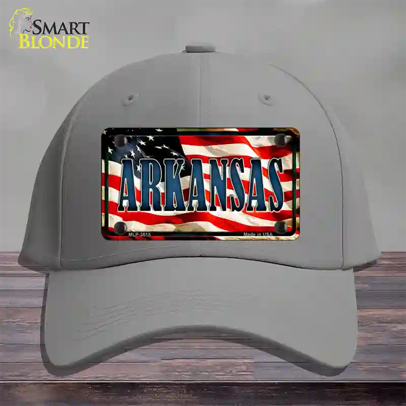 Arkansas USA Novelty License Plate Hat Cotton / Gray