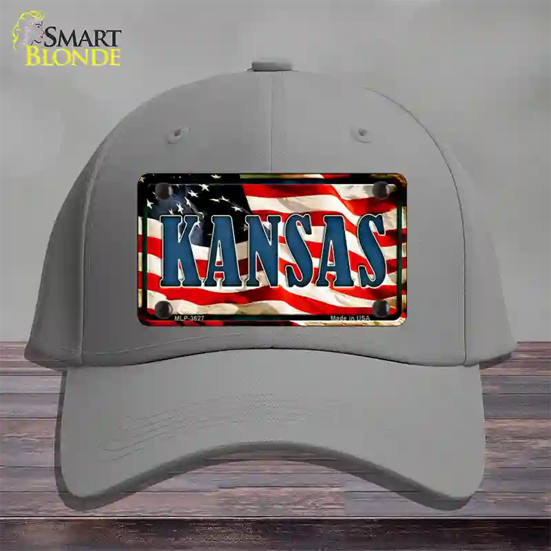 Kansas USA Novelty License Plate Hat Cotton / Gray