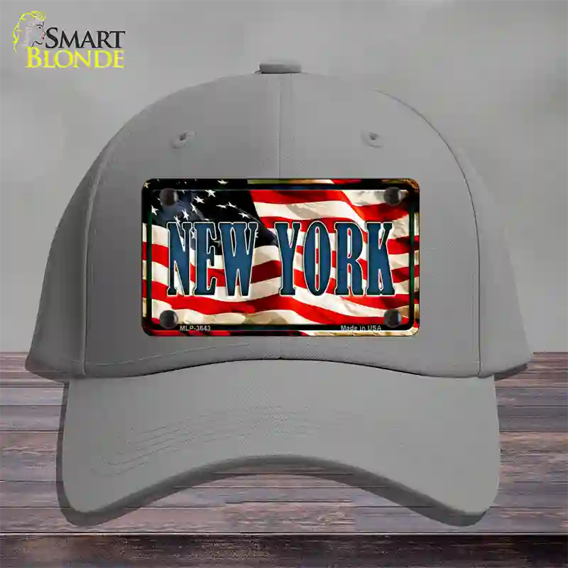 New York USA Novelty License Plate Hat Cotton / Gray