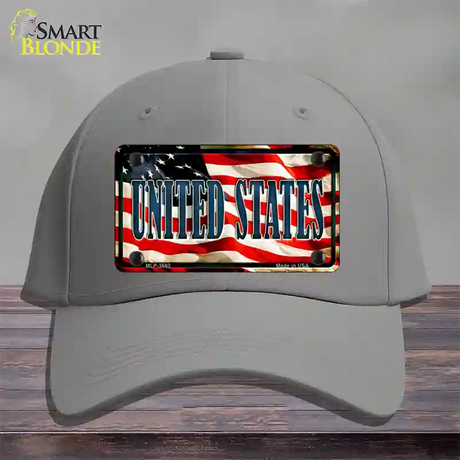 United States Flag Novelty License Plate Hat Cotton / Gray