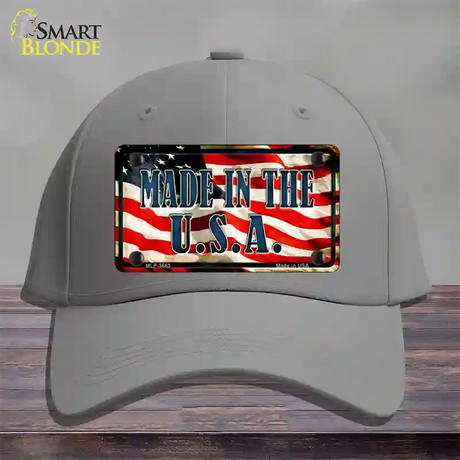 Made In The USA Flag Novelty License Plate Hat Cotton / Gray