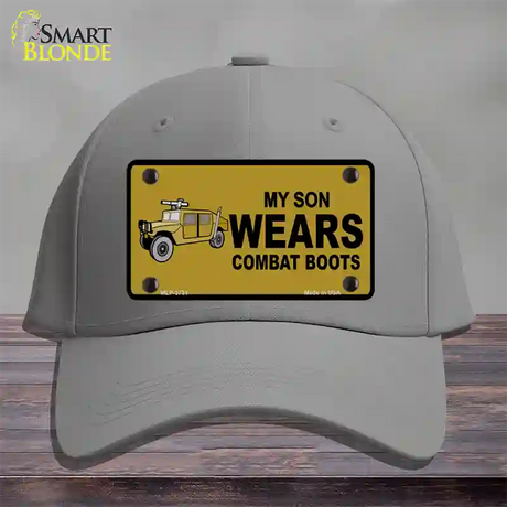 Son Wears Combat Boots Novelty License Plate Hat Cotton / Gray