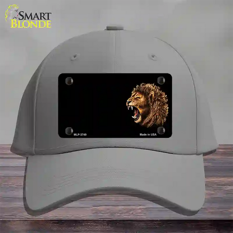 Lion Head Offset Novelty License Plate Hat Cotton / Gray