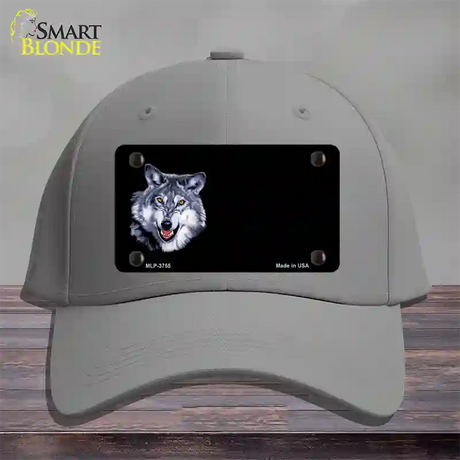 Wolf Offset Novelty License Plate Hat Cotton / Gray