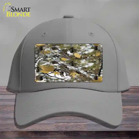 Real Leaf Camouflage Novelty License Plate Hat Cotton / Gray