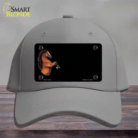 Horse Offset Novelty License Plate Hat Cotton / Gray