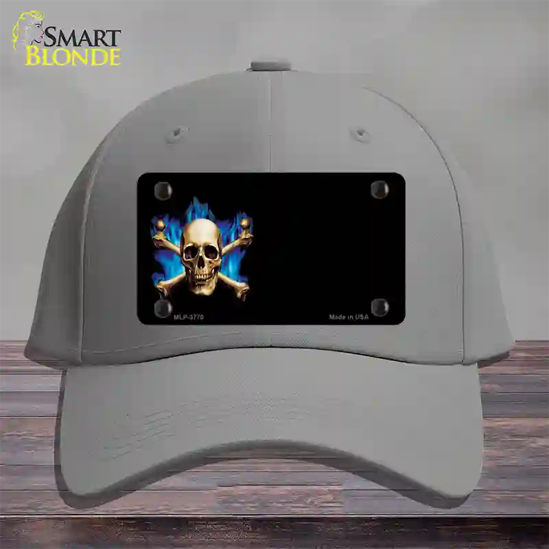 Skull Offset Novelty License Plate Hat Cotton / Gray