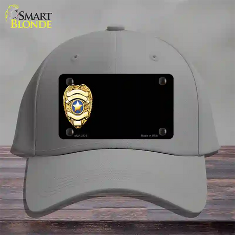 Police Badge Offset Novelty License Plate Hat Cotton / Gray