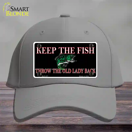 Keep the Fish Novelty License Plate Hat Cotton / Gray