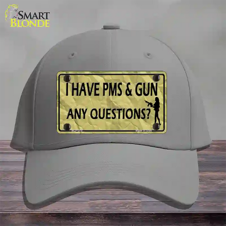 PMS And A Gun Novelty License Plate Hat Cotton / Gray