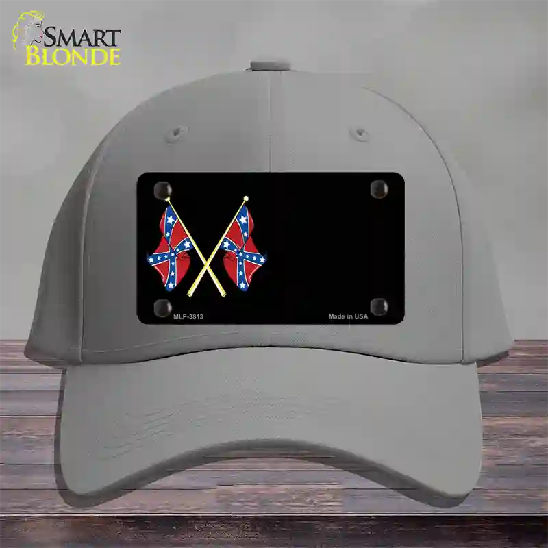 Crossed Rebel Flags Offset Novelty License Plate Hat Cotton / Gray