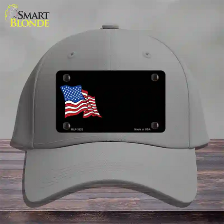 American Flag Offset Novelty License Plate Hat Cotton / Gray