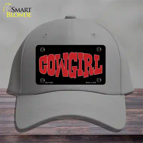 Cowgirl Red Novelty License Plate Hat Cotton / Gray