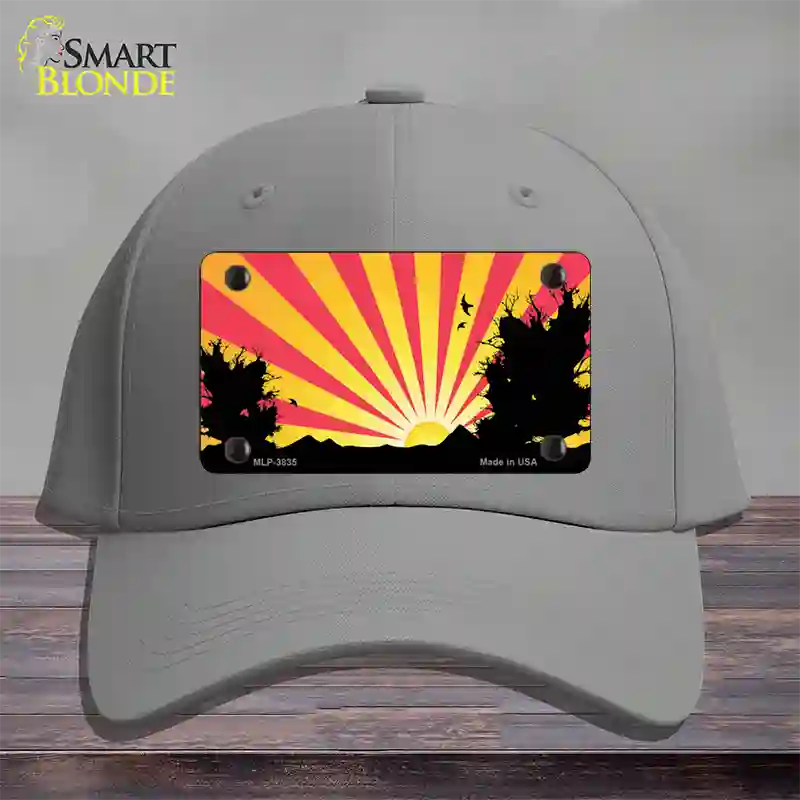 Southwest Red Sunset Novelty License Plate Hat Cotton / Gray