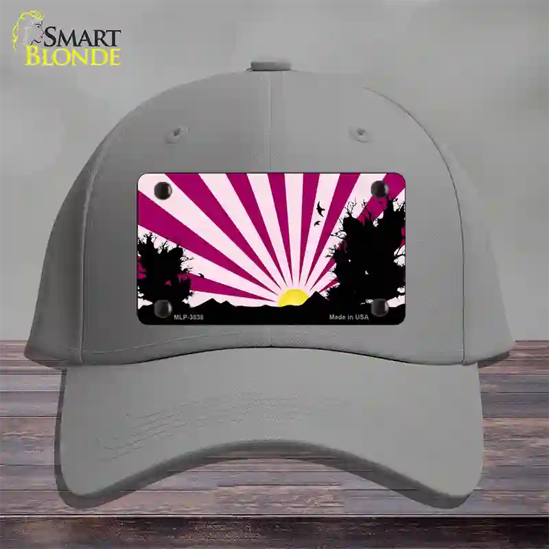 Southwest Pink Sunset Novelty License Plate Hat Cotton / Gray