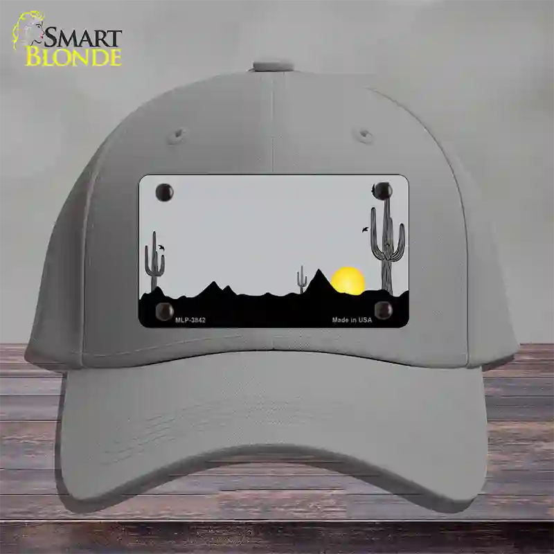 Southwest Cactus Sunrise Gray Novelty License Plate Hat Cotton / Gray