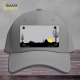 Southwest Cactus Sunrise Gray Novelty License Plate Hat Cotton / Gray