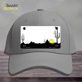 Southwest Cactus Sunrise White Novelty License Plate Hat Cotton / Gray