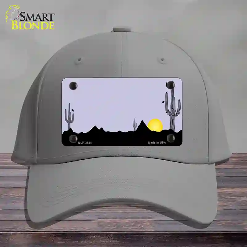 Southwest Cactus Sunrise Purple Novelty License Plate Hat Cotton / Gray