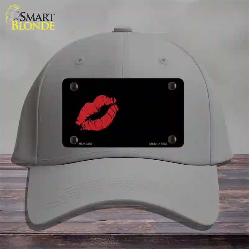 Red Lips Offset Novelty License Plate Hat Cotton / Gray