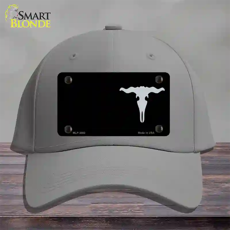 Cattle Skull Offset Novelty License Plate Hat Cotton / Gray