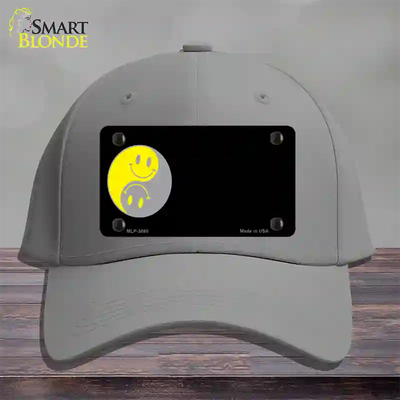 Yin Yang Smiley Offset Novelty License Plate Hat Cotton / Gray