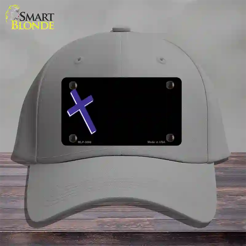 Purple Cross Offset Novelty License Plate Hat Cotton / Gray