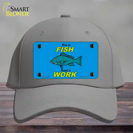 Born To Fish Novelty License Plate Hat Cotton / Gray