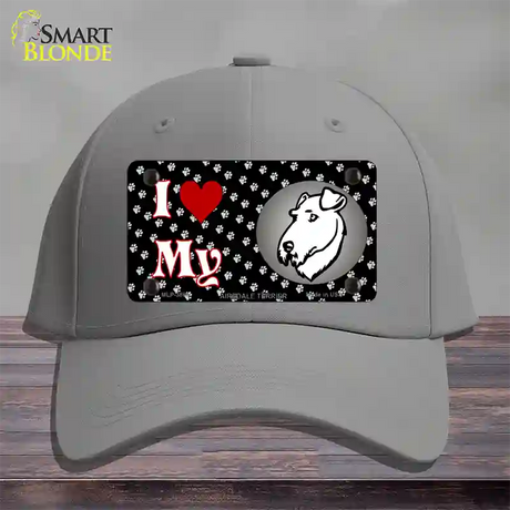 I Love My Airedale Terrier Novelty License Plate Hat Cotton / Gray