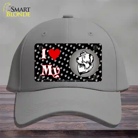 I Love My Australian Shepherd Novelty License Plate Hat Cotton / Gray