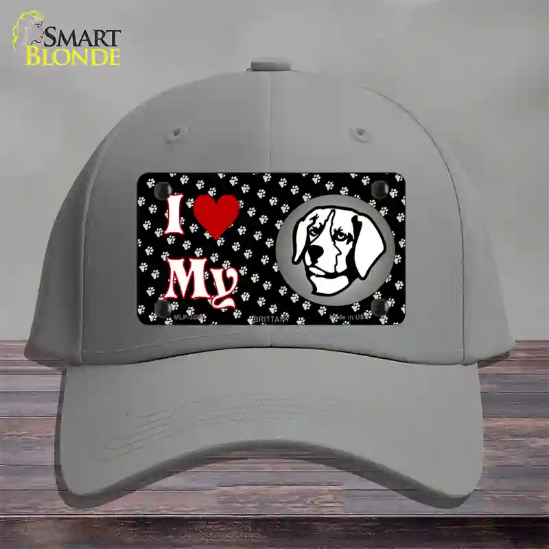 I Love My Brittany Novelty License Plate Hat Cotton / Gray