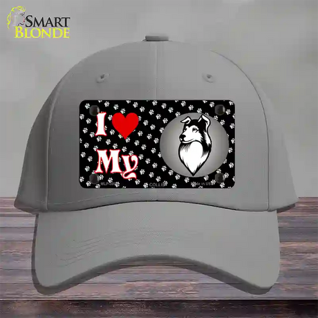 I Love My Collie Novelty License Plate Hat Cotton / Gray