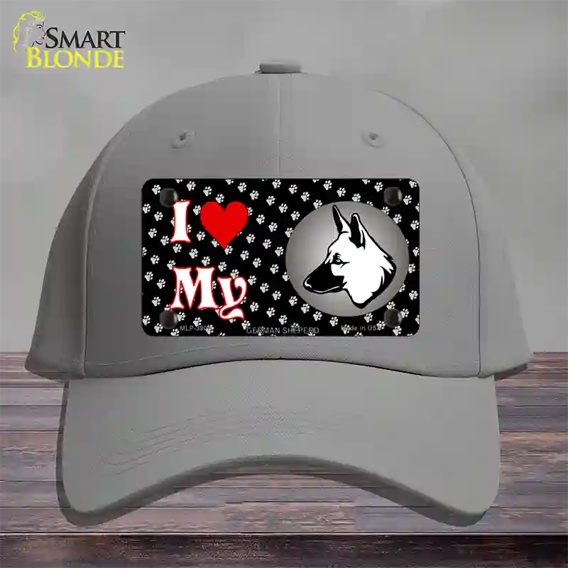 I Love My German Shepherd Novelty License Plate Hat Cotton / Gray