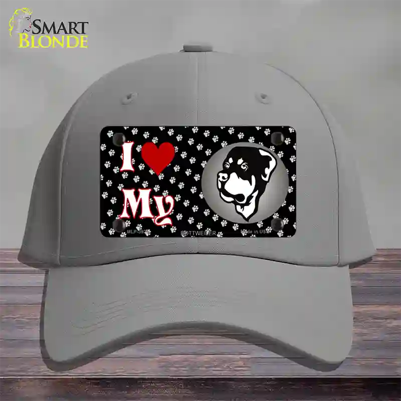 I Love My Rottweiler Novelty License Plate Hat Cotton / Gray