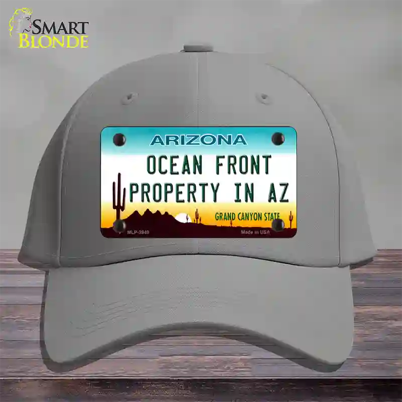 Ocean Front Property Novelty License Plate Hat Cotton / Gray