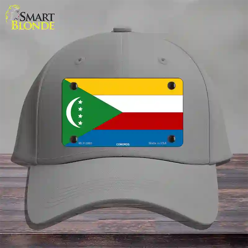 Comoros Flag Novelty License Plate Hat Cotton / Gray