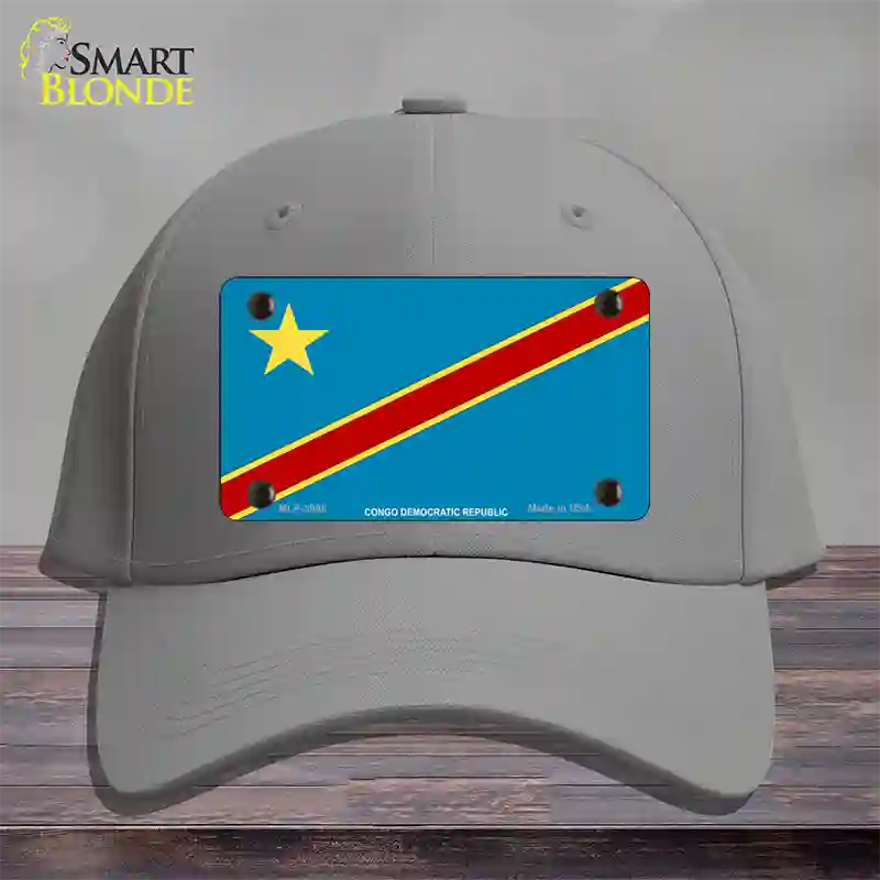 Congo Democratic Republic Flag Novelty License Plate Hat Cotton / Gray