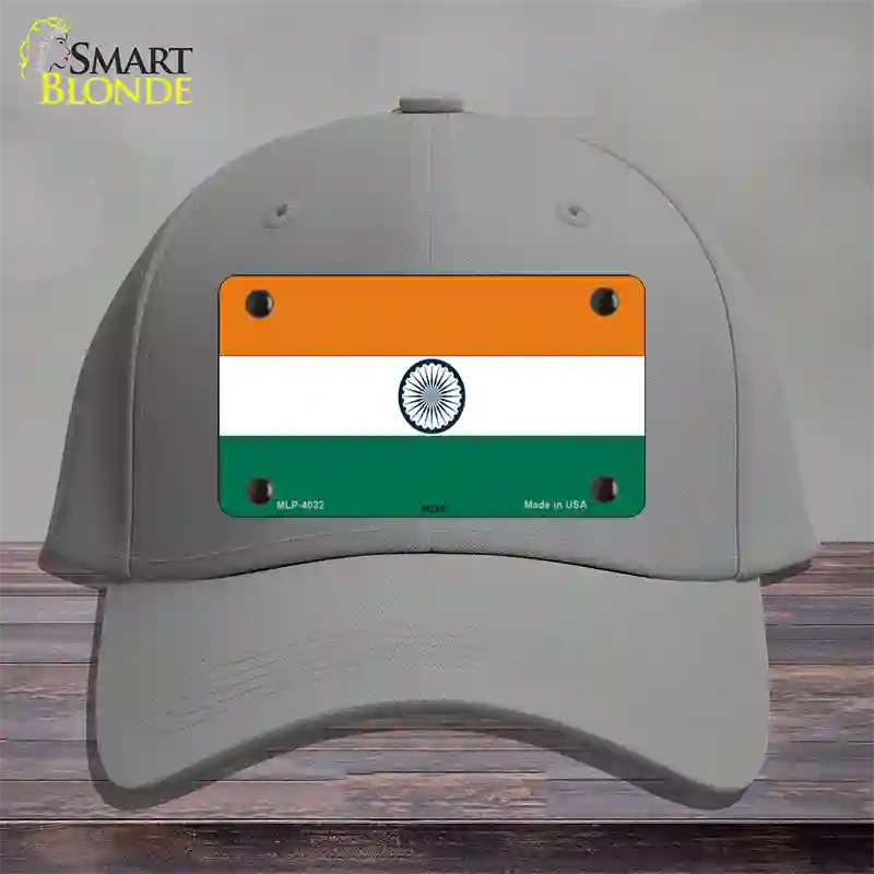 India Flag Novelty License Plate Hat Cotton / Gray