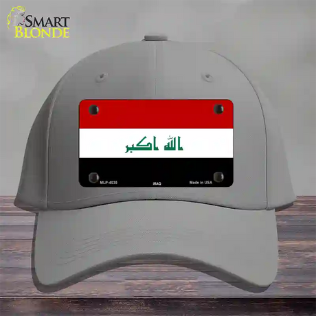 Iraq Flag Novelty License Plate Hat Cotton / Gray