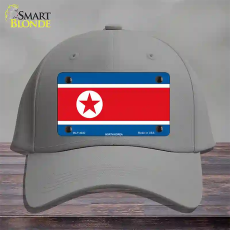 North Korea Flag Novelty License Plate Hat Cotton / Gray