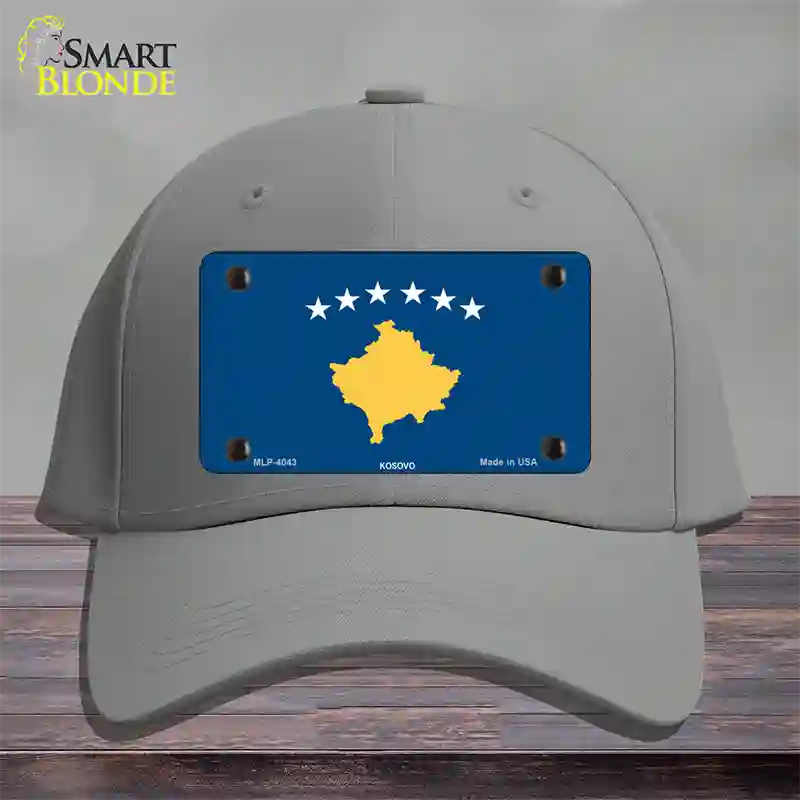 Kosovo Flag Novelty License Plate Hat Cotton / Gray