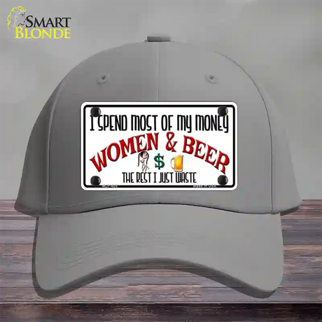 Money On Women And Beer Novelty License Plate Hat Cotton / Gray