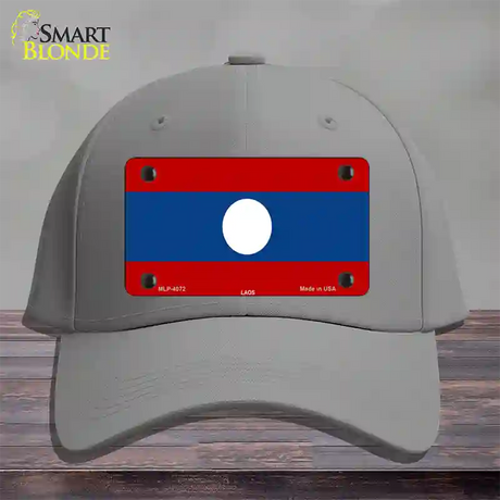 Laos Flag Novelty License Plate Hat Cotton / Gray